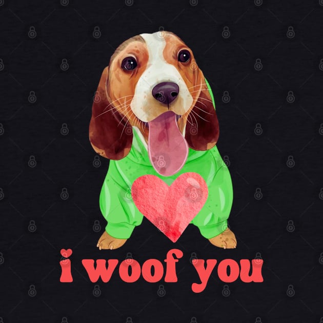 I Woof You Cute Beagle Dog With Heart Valentines Day by Illustradise